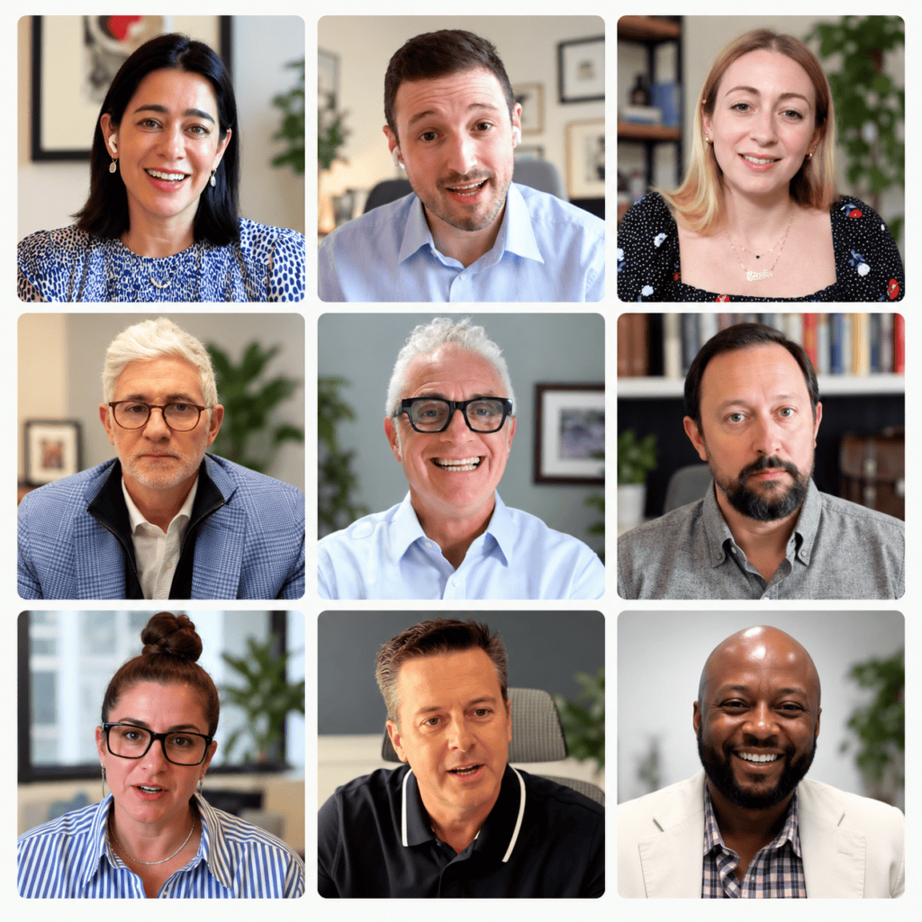 Guests featured on The Generationality of Work podcast, shown in a grid of video call conversations